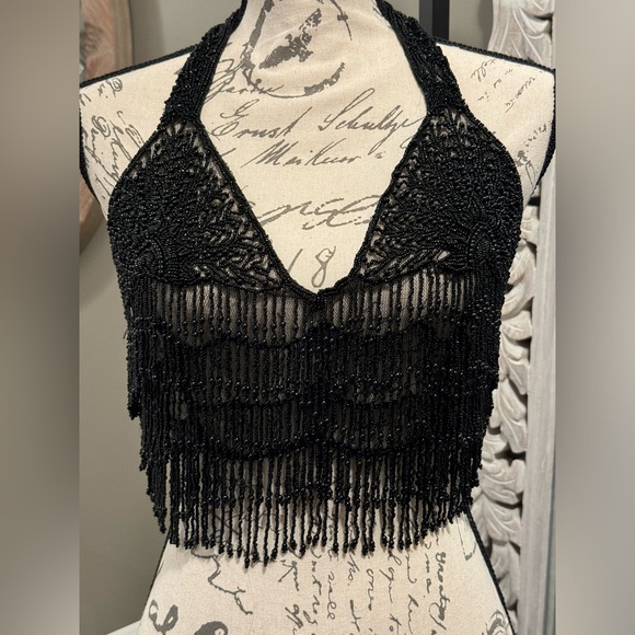 Glass beaded halter top OS - Picture 1 of 6